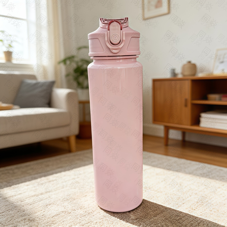 Pahar din plastic pentru apă cu imprimare UV, cu pai, design modern minimalist