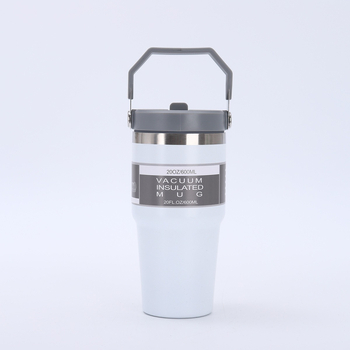 Cană auto cu mâner, din oțel inoxidabil, izolație termică, 20oz/30oz, portabilă cu pai