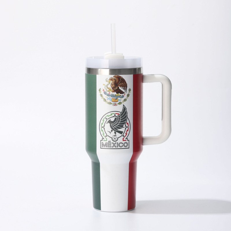 40oz Ice King ceașcă izolată din oțel inoxidabil, cu mâner și pai, cană de călătorie, capacitate mare pentru mașină