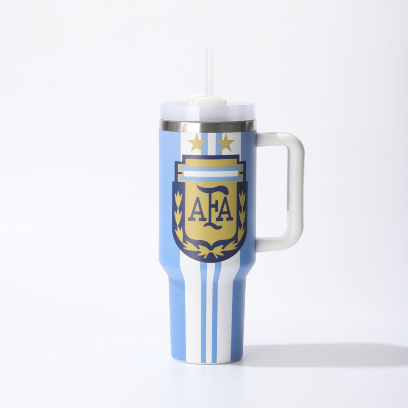 40oz Ice King ceașcă izolată din oțel inoxidabil, cu mâner și pai, cană de călătorie, capacitate mare pentru mașină