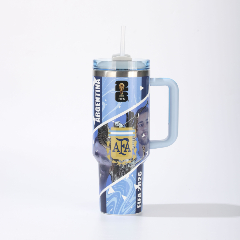 40oz Ice King ceașcă izolată din oțel inoxidabil, cu mâner și pai, cană de călătorie, capacitate mare pentru mașină