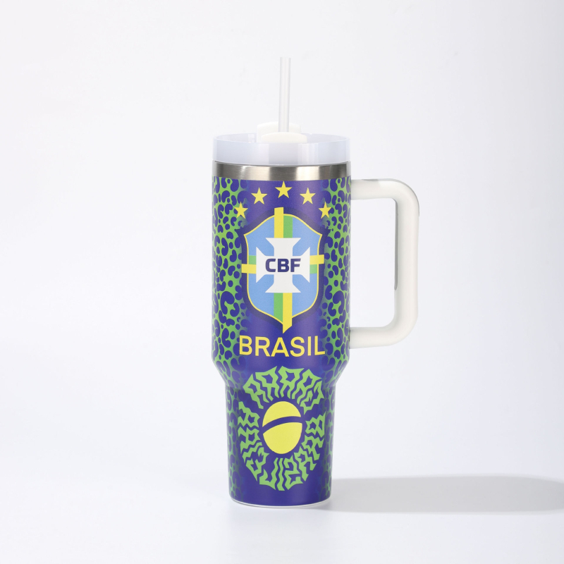 40oz Ice King ceașcă izolată din oțel inoxidabil, cu mâner și pai, cană de călătorie, capacitate mare pentru mașină