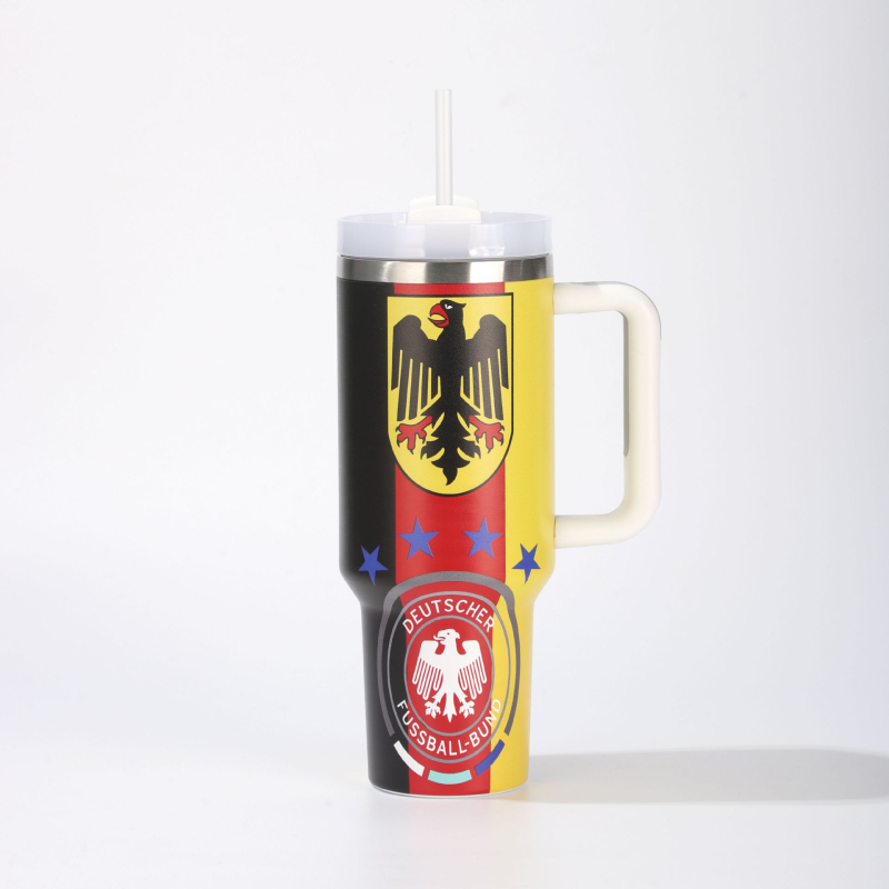 40oz Ice King ceașcă izolată din oțel inoxidabil, cu mâner și pai, cană de călătorie, capacitate mare pentru mașină