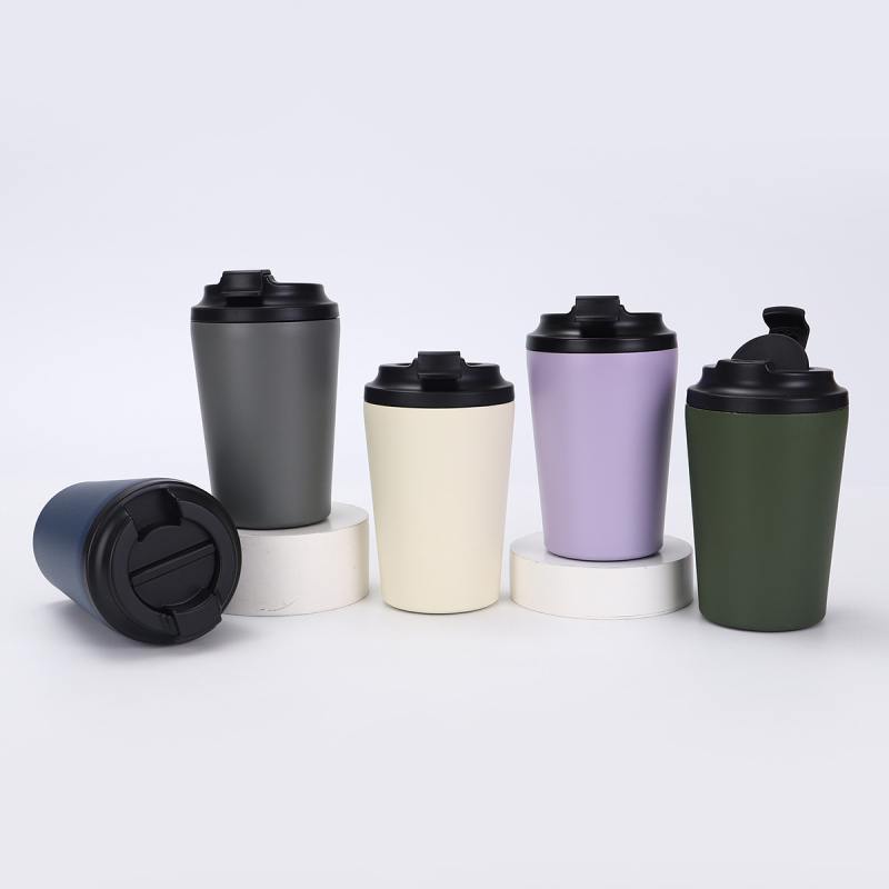 12oz rozsdamentes acél termosz kávés pohár mérőskálával, kis kapacitás, kettős falú vákuum, testreszabott minta