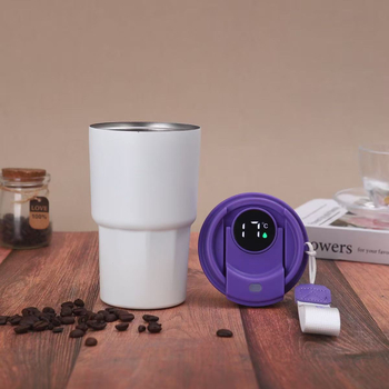 Pahar de cafea inteligent cu afișaj al temperaturii, din oțel inoxidabil 304, termos portabil cu curea de transport