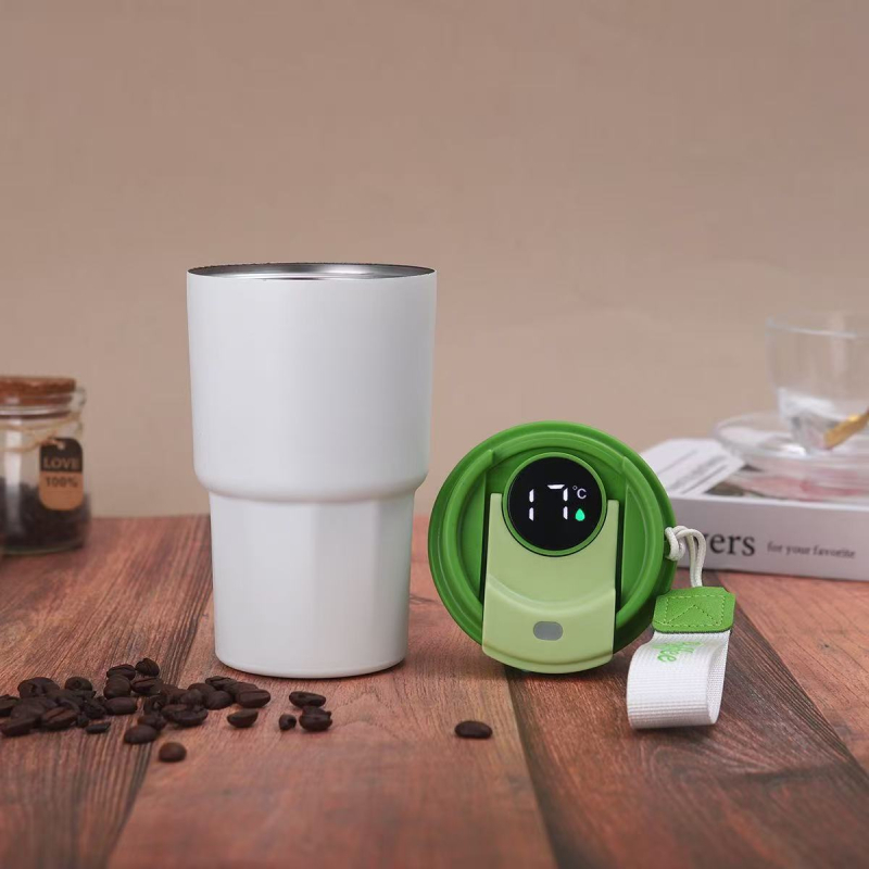 Pahar de cafea inteligent cu afișaj al temperaturii, din oțel inoxidabil 304, termos portabil cu curea de transport