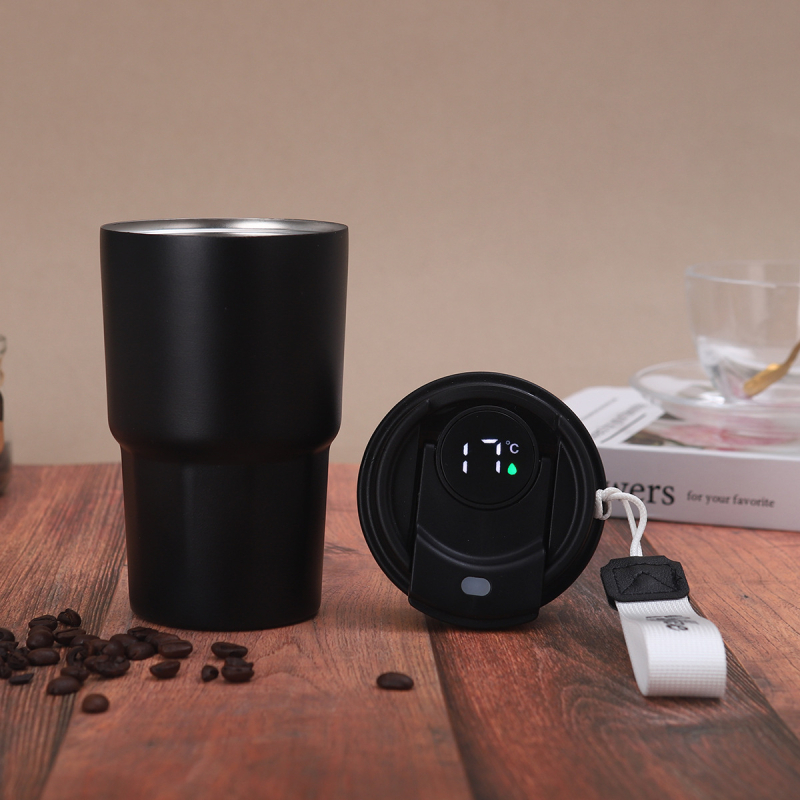 Pahar de cafea inteligent cu afișaj al temperaturii, din oțel inoxidabil 304, termos portabil cu curea de transport