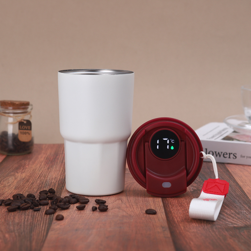Pahar de cafea inteligent cu afișaj al temperaturii, din oțel inoxidabil 304, termos portabil cu curea de transport