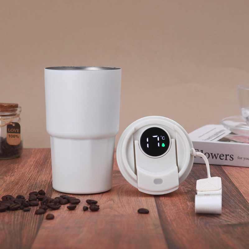 Pahar de cafea inteligent cu afișaj al temperaturii, din oțel inoxidabil 304, termos portabil cu curea de transport