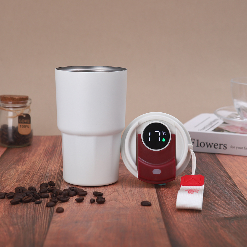 Pahar de cafea inteligent cu afișaj al temperaturii, din oțel inoxidabil 304, termos portabil cu curea de transport