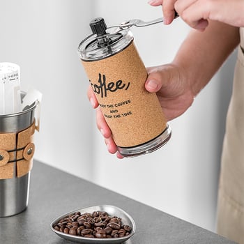 Set portabil de cafea pentru camping, în cutie cadou — ceainic pour-over și râșniță de cafea manuală, stil retro