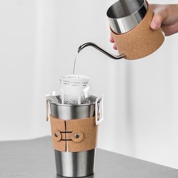 Set portabil de cafea pentru camping, în cutie cadou — ceainic pour-over și râșniță de cafea manuală, stil retro