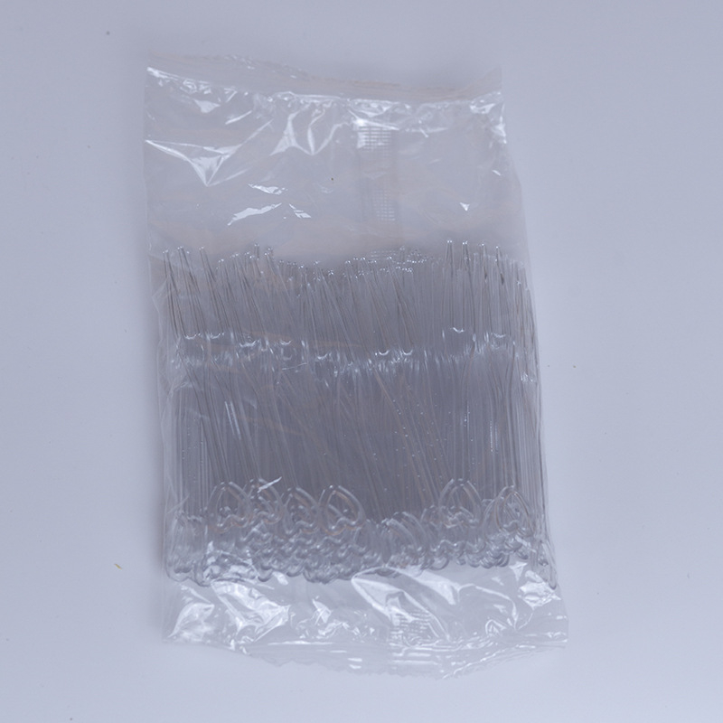 Furculiță de plastic de unică folosință pentru fructe, cu model de bambus, transparentă, pentru uz casnic și comercial, furculiță multifuncțională pentru tort, în formă de inimă
