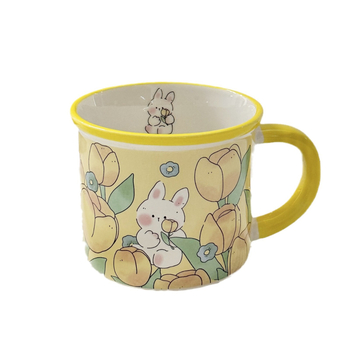 Cană ceramică cu capac, în stil INS, design drăguț pentru acasă și mic dejun, cadou