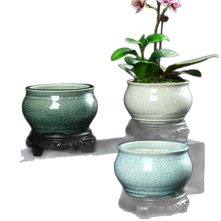 Ghiveci ceramic rotund pentru Phalaenopsis, bonsai și suculente