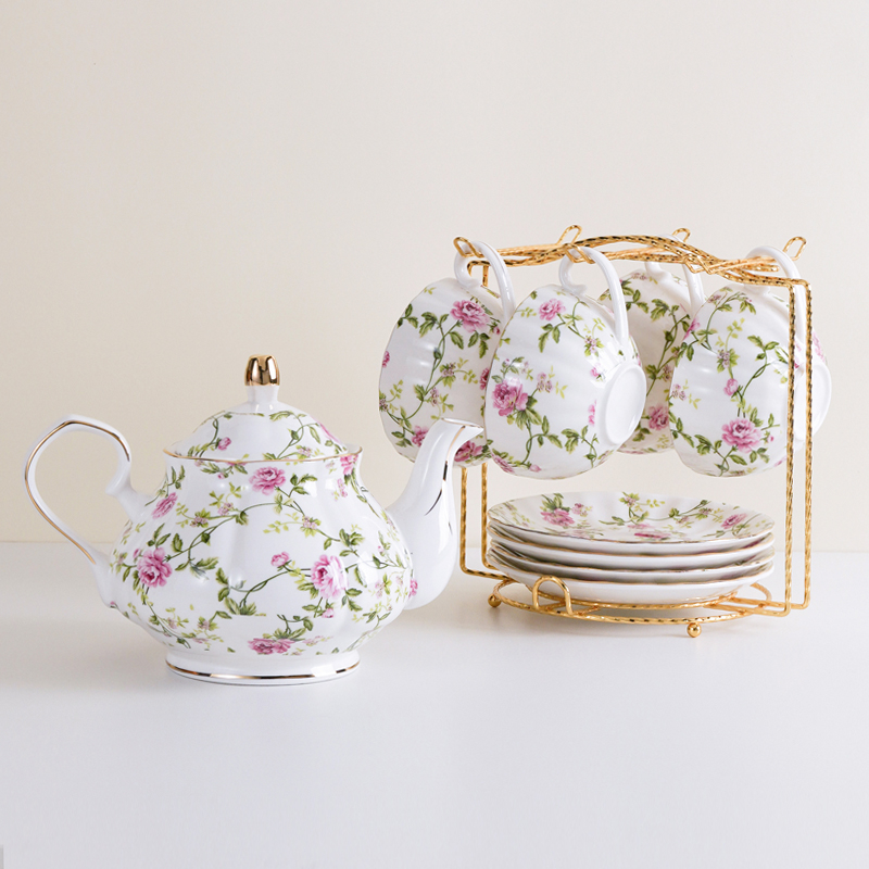 Set de cești de cafea în stil european pentru femei, mic lux, cești ceramice elegante pentru ceai cu flori, cadou pentru Ziua Femeii