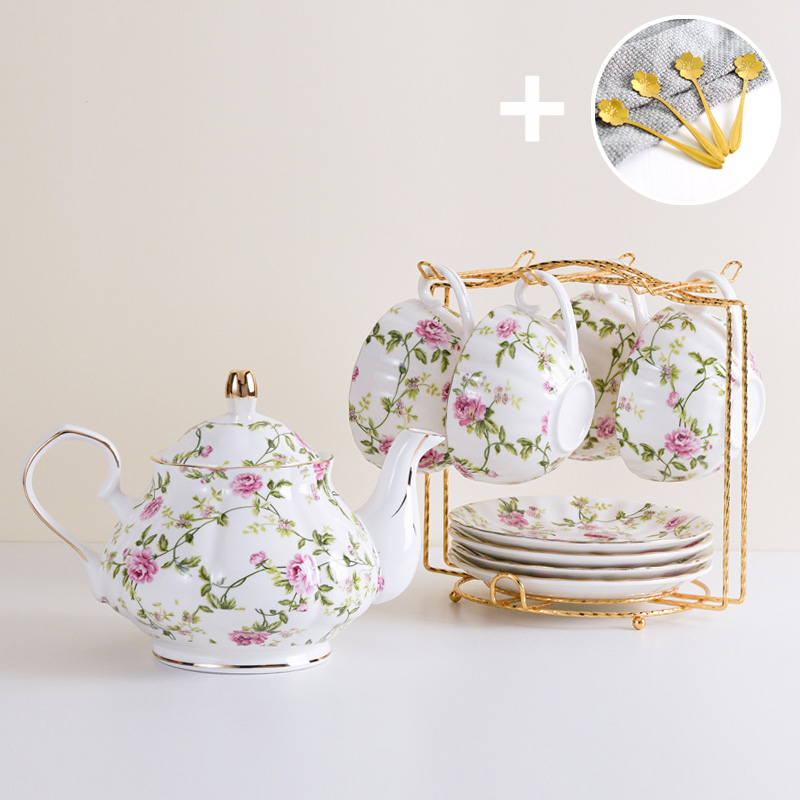 Set de cești de cafea în stil european pentru femei, mic lux, cești ceramice elegante pentru ceai cu flori, cadou pentru Ziua Femeii