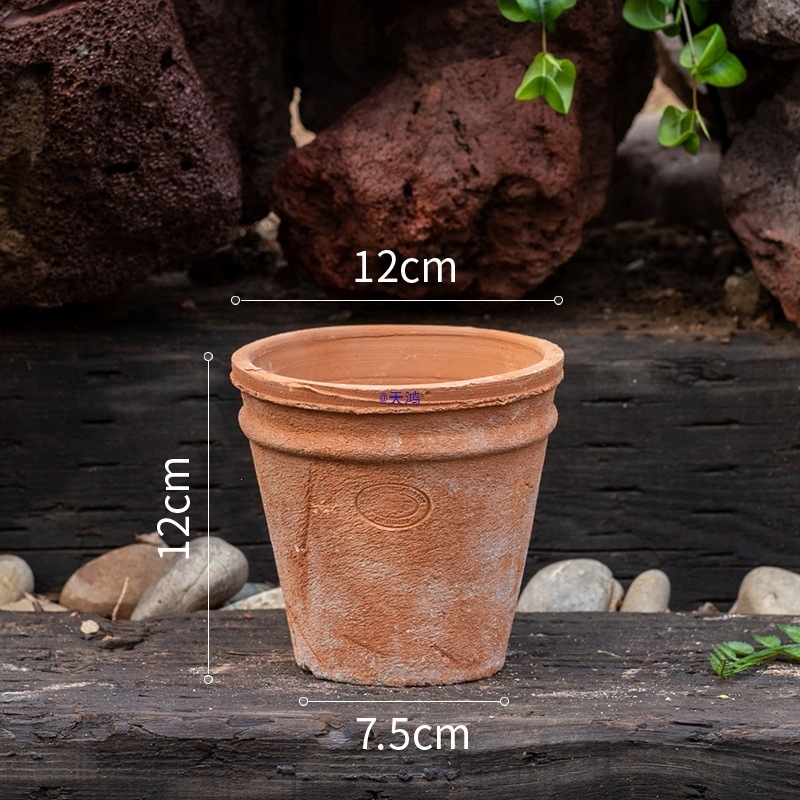Ghiveci din lut roșu, ceramic poros, respirabil, absoarbe apa pentru rădăcini, pentru suculente și plante verzi, stil retro