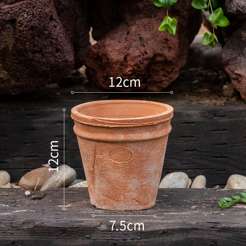 Ghiveci din lut roșu, ceramic poros, respirabil, absoarbe apa pentru rădăcini, pentru suculente și plante verzi, stil retro