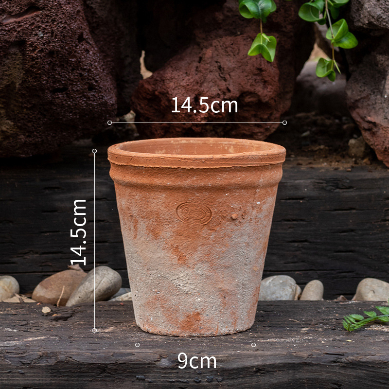 Ghiveci din lut roșu, ceramic poros, respirabil, absoarbe apa pentru rădăcini, pentru suculente și plante verzi, stil retro