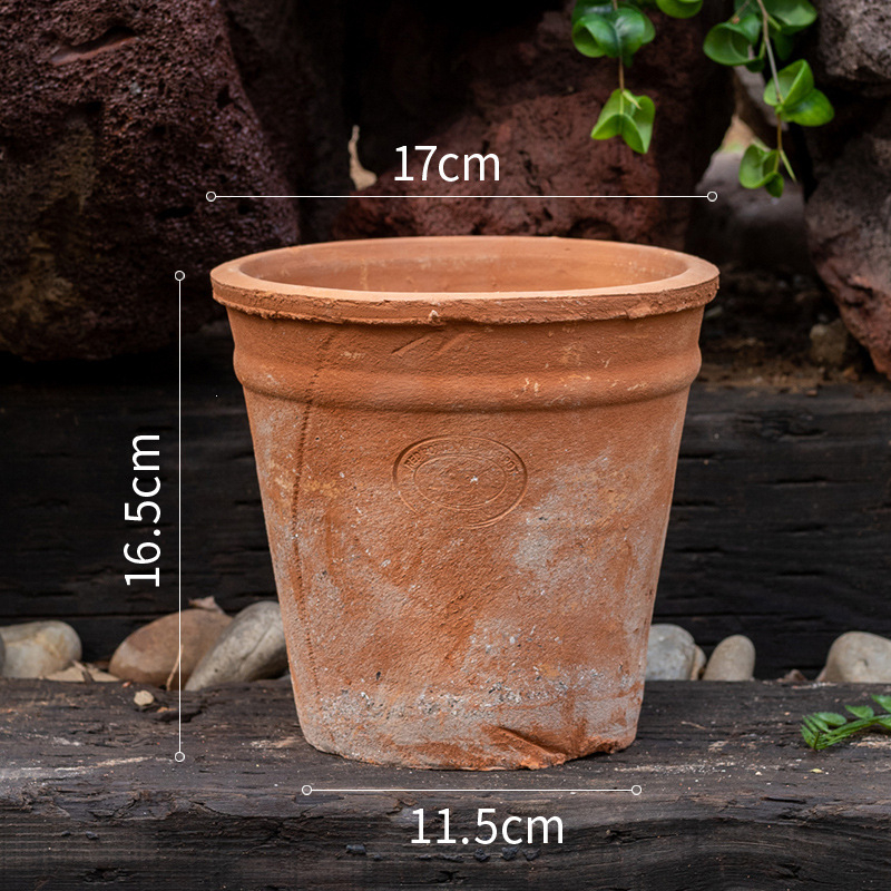 Ghiveci din lut roșu, ceramic poros, respirabil, absoarbe apa pentru rădăcini, pentru suculente și plante verzi, stil retro