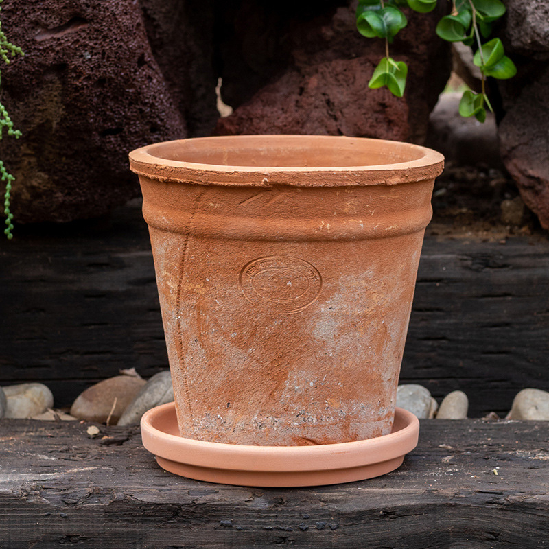 Ghiveci din lut roșu, ceramic poros, respirabil, absoarbe apa pentru rădăcini, pentru suculente și plante verzi, stil retro
