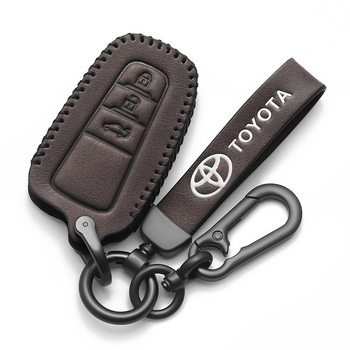 Δερμάτινη θήκη κλειδιού συμβατή με Toyota Camry, Corolla, Avalon, RAV4, C-HR και Highlander