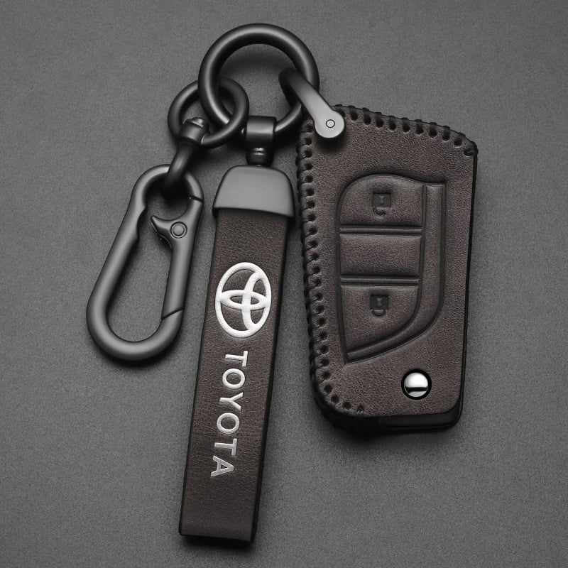 Δερμάτινη θήκη κλειδιού συμβατή με Toyota Camry, Corolla, Avalon, RAV4, C-HR και Highlander