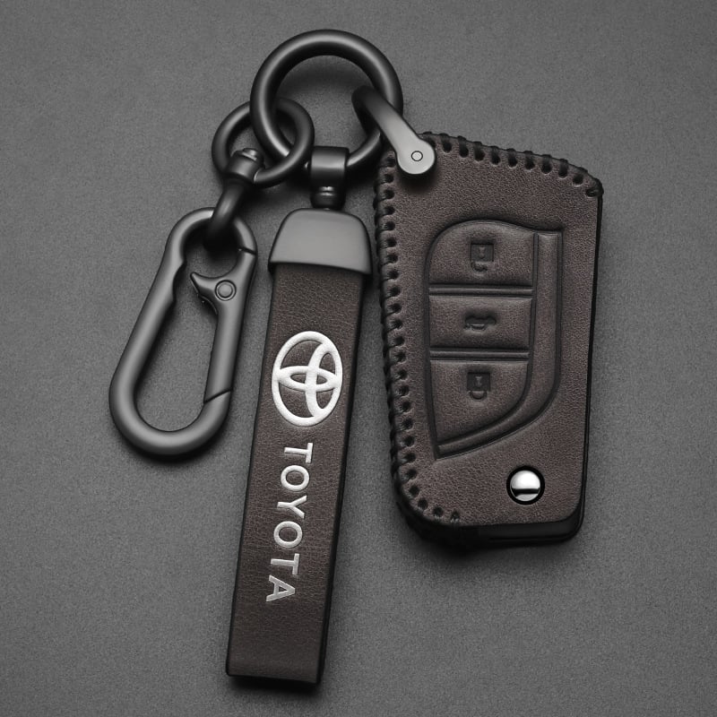 Δερμάτινη θήκη κλειδιού συμβατή με Toyota Camry, Corolla, Avalon, RAV4, C-HR και Highlander