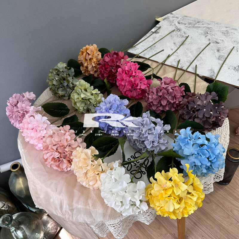 Hydrangea de mătase, tulpină unică, floare artificială mare pentru culoarul nunții și decorul de fundal