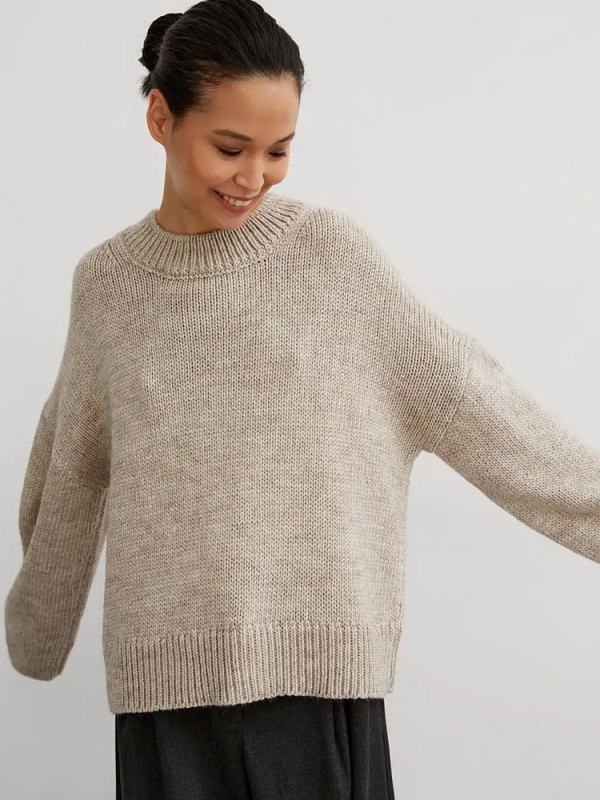 Női oversize kötött pulóver, laza szabású felső