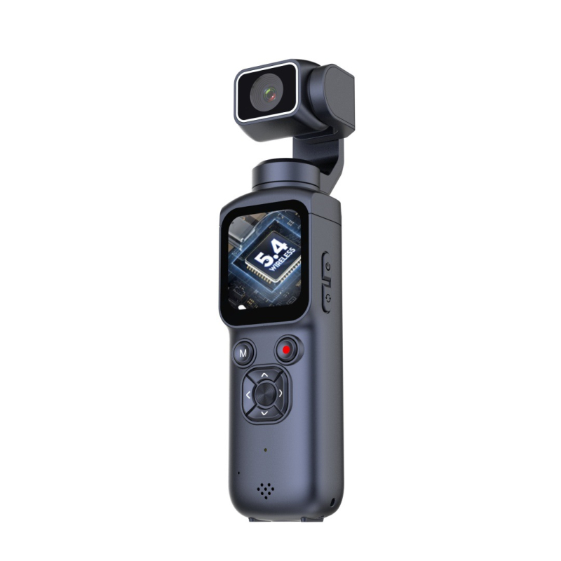 Cameră cu gimbal de buzunar, stabilizare pentru sport, 4K video, transmisie Wi‑Fi către telefon