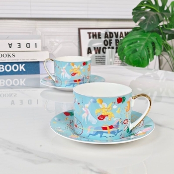 Set european de cafea cu cești și farfurioare din bone china, ceainic pentru cafea de după-amiază, set de ceai, cadou pentru casă