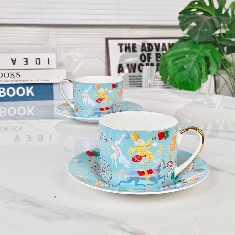 Set european de cafea cu cești și farfurioare din bone china, ceainic pentru cafea de după-amiază, set de ceai, cadou pentru casă