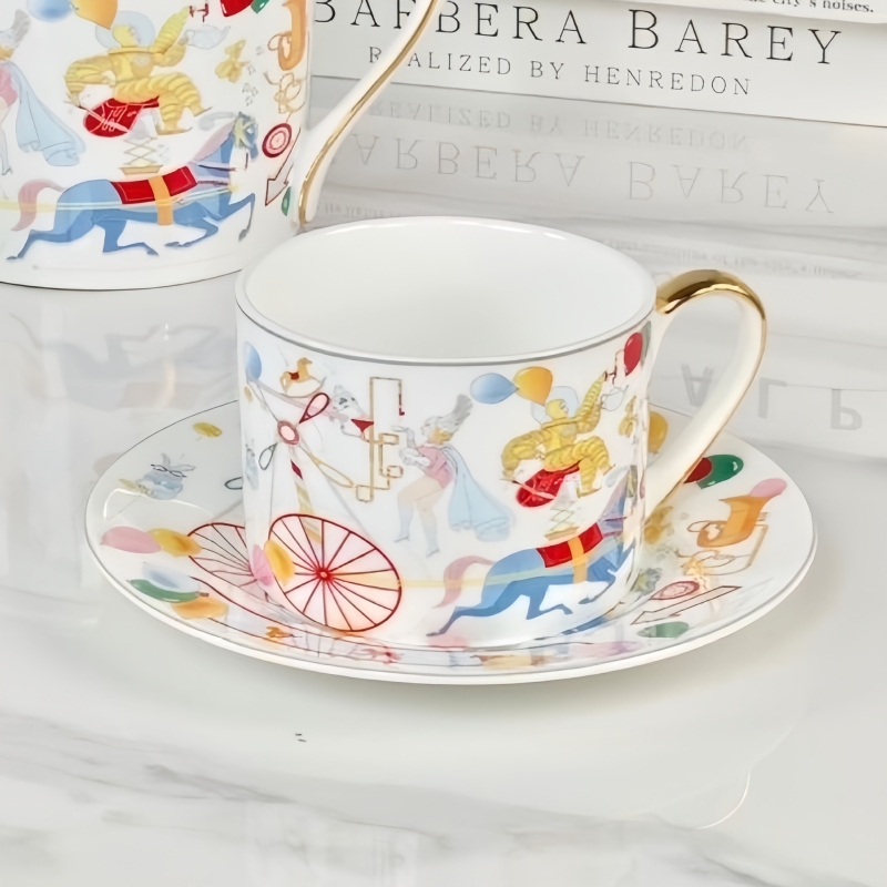 Set european de cafea cu cești și farfurioare din bone china, ceainic pentru cafea de după-amiază, set de ceai, cadou pentru casă