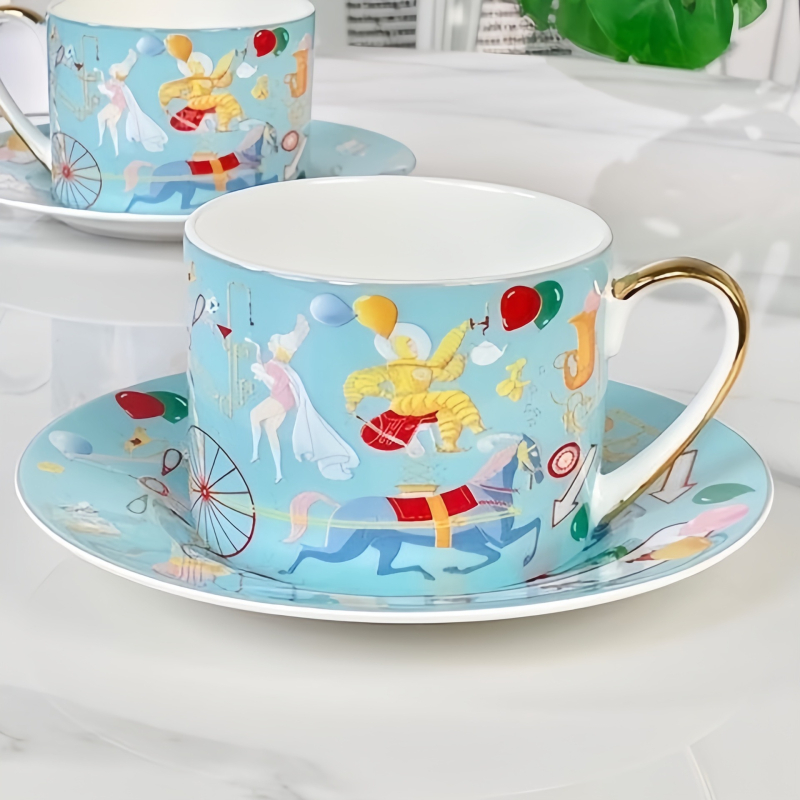 Set european de cafea cu cești și farfurioare din bone china, ceainic pentru cafea de după-amiază, set de ceai, cadou pentru casă