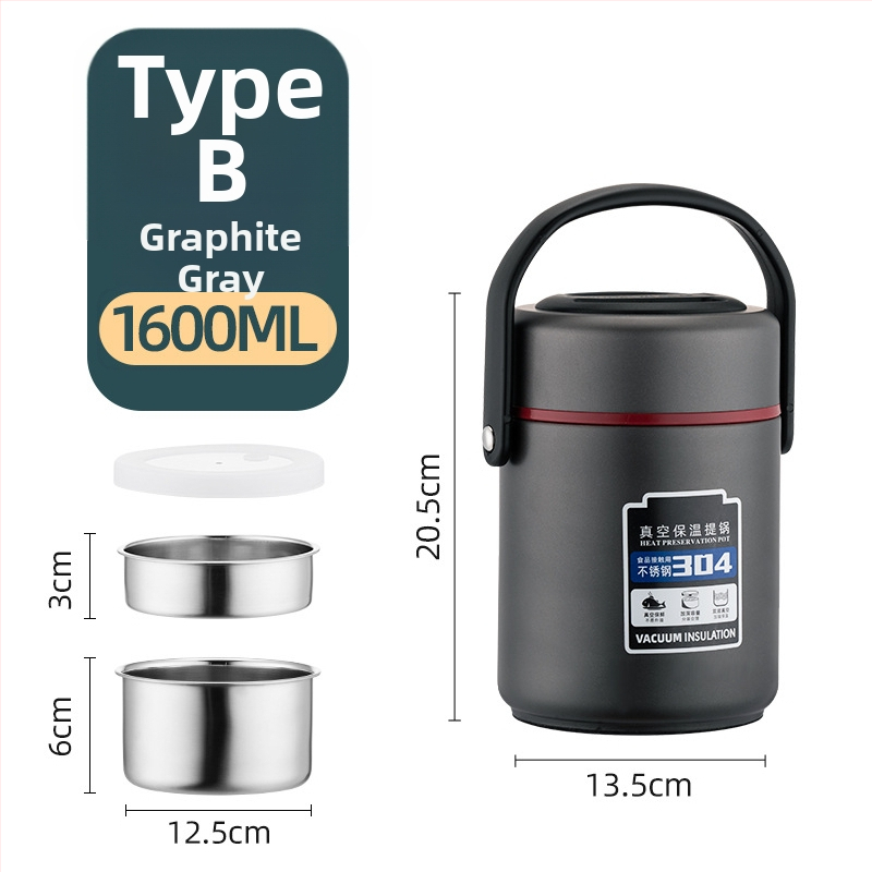 Izolovaná krabička na obed z nerezovej ocele 304, veľký objem, viacvrstvový dizajn, pre dospelých a študentov, 1,6 L / 2,2 L