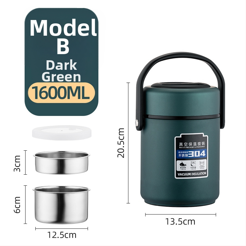 Izolovaná krabička na obed z nerezovej ocele 304, veľký objem, viacvrstvový dizajn, pre dospelých a študentov, 1,6 L / 2,2 L