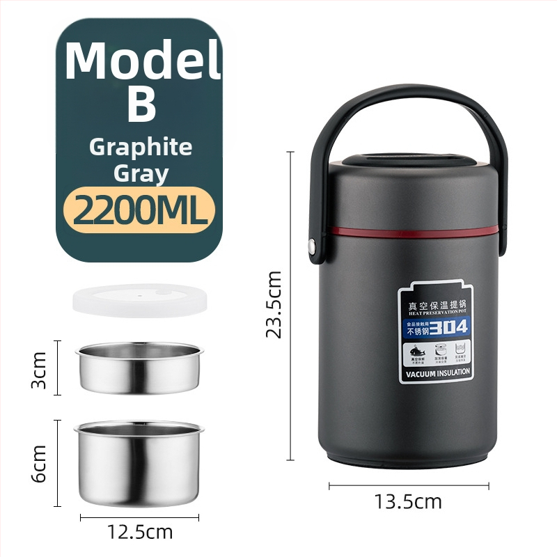Izolovaná krabička na obed z nerezovej ocele 304, veľký objem, viacvrstvový dizajn, pre dospelých a študentov, 1,6 L / 2,2 L