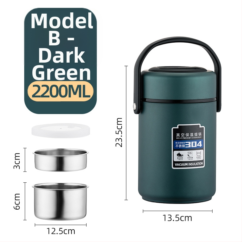 Izolovaná krabička na obed z nerezovej ocele 304, veľký objem, viacvrstvový dizajn, pre dospelých a študentov, 1,6 L / 2,2 L