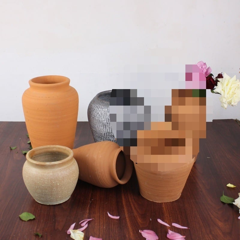 Ghivece retro din teracotă și ceramică, vaze pentru flori uscate, recipiente respirabile pentru plantare în interior și exterior