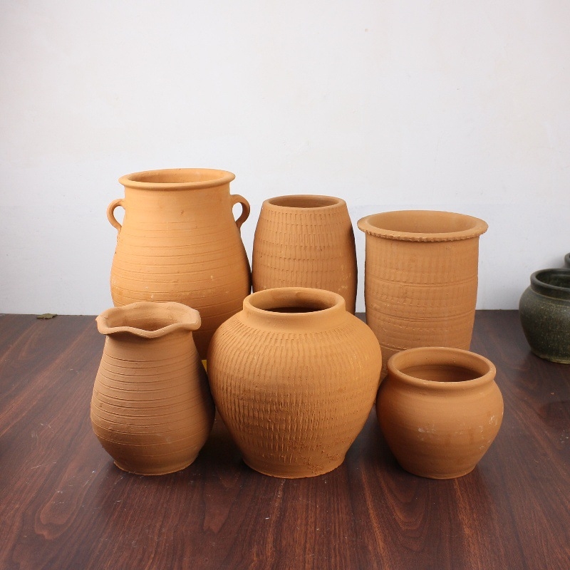 Ghivece retro din teracotă și ceramică, vaze pentru flori uscate, recipiente respirabile pentru plantare în interior și exterior