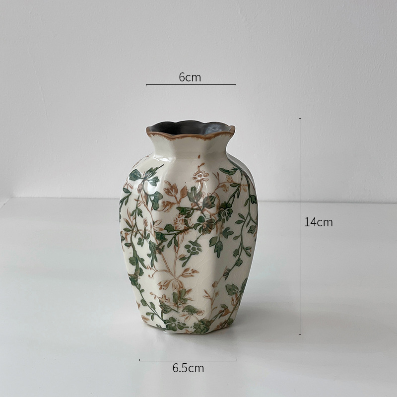 Vază ceramică albastru-alb cu flori, decor retro pentru sufragerie, aranjament hidroponic, stil pastoral