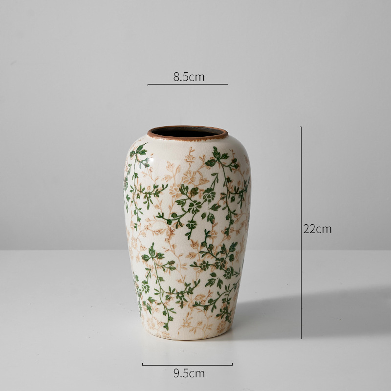 Vază ceramică albastru-alb cu flori, decor retro pentru sufragerie, aranjament hidroponic, stil pastoral