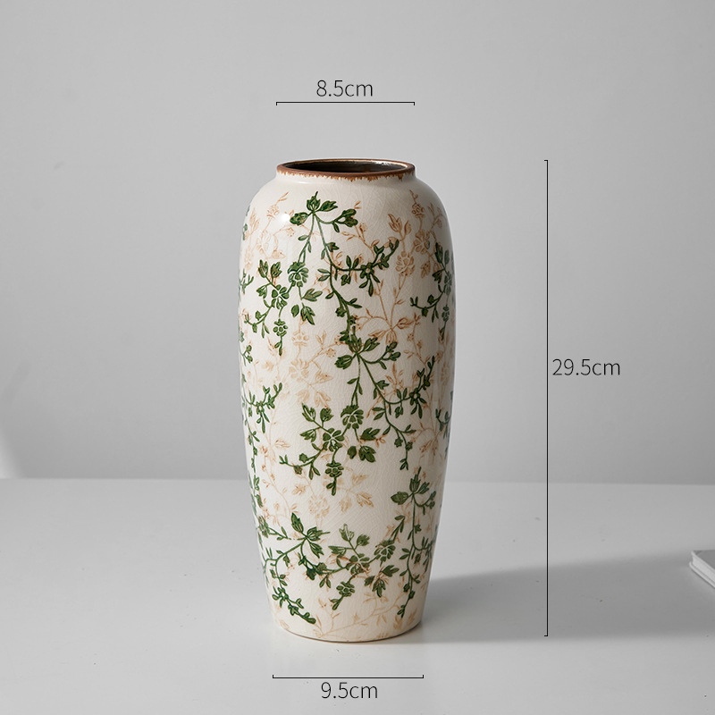 Vază ceramică albastru-alb cu flori, decor retro pentru sufragerie, aranjament hidroponic, stil pastoral