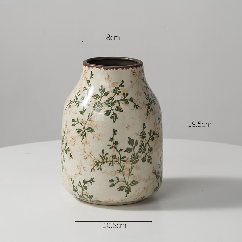 Vază ceramică albastru-alb cu flori, decor retro pentru sufragerie, aranjament hidroponic, stil pastoral