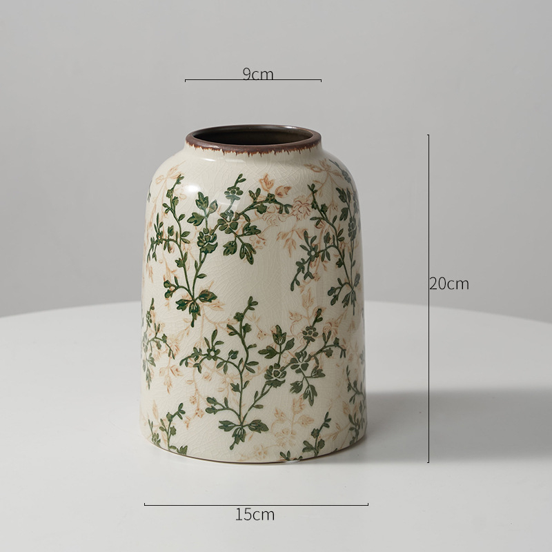 Vază ceramică albastru-alb cu flori, decor retro pentru sufragerie, aranjament hidroponic, stil pastoral