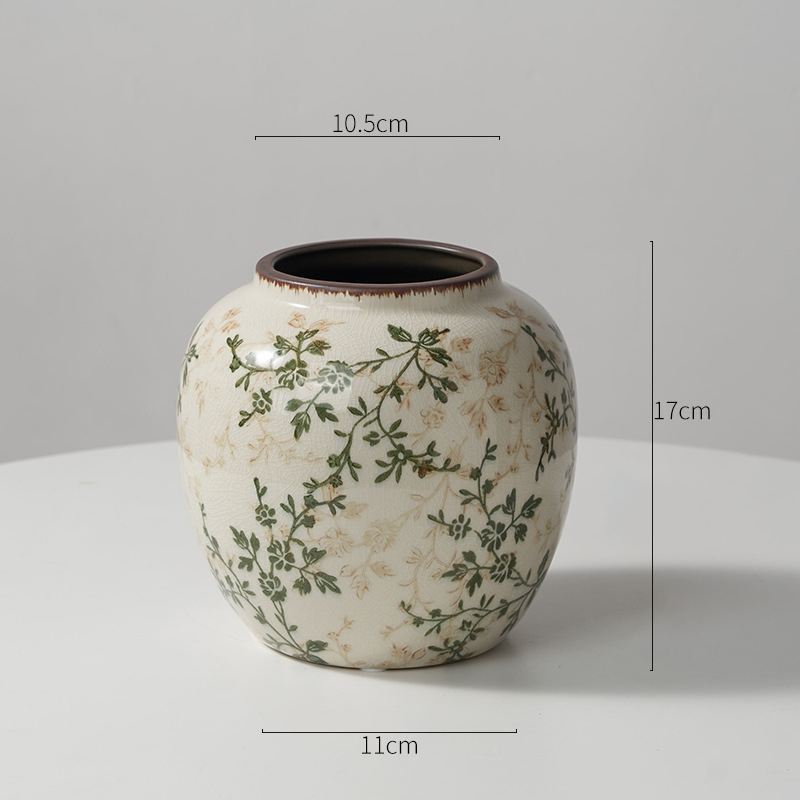 Vază ceramică albastru-alb cu flori, decor retro pentru sufragerie, aranjament hidroponic, stil pastoral