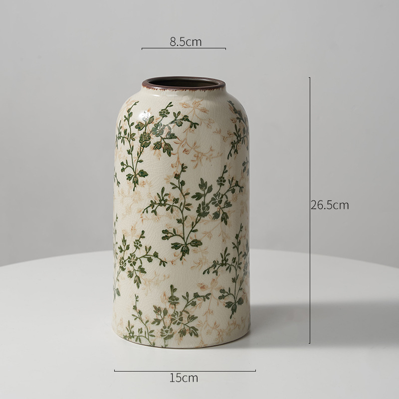 Vază ceramică albastru-alb cu flori, decor retro pentru sufragerie, aranjament hidroponic, stil pastoral