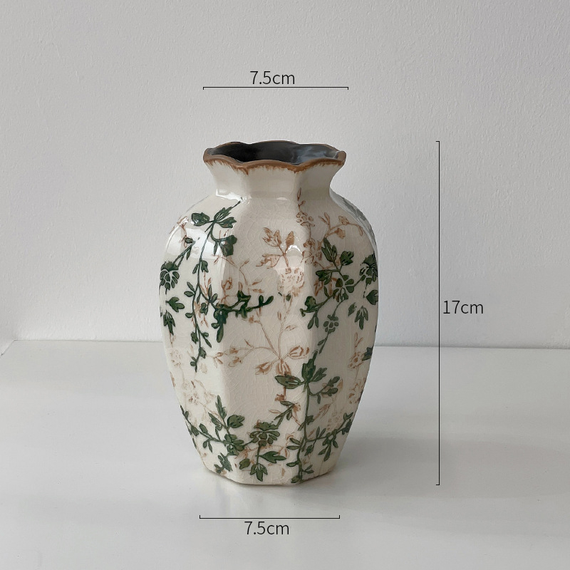 Vază ceramică albastru-alb cu flori, decor retro pentru sufragerie, aranjament hidroponic, stil pastoral